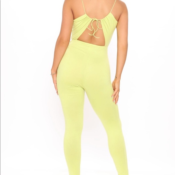 Fashion Nova Night Out Necessity Lime Jumpsuit XS - Picture 4 of 5